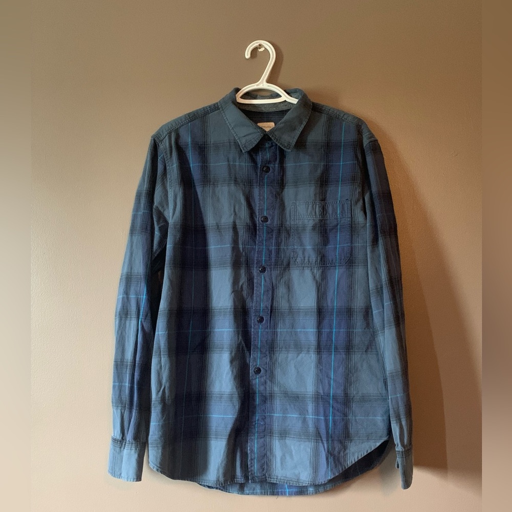 Blue Plaid Button Down Shirt